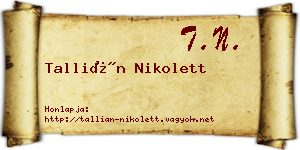 Tallián Nikolett névjegykártya
