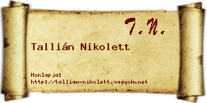Tallián Nikolett névjegykártya